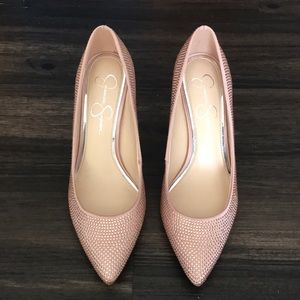 Jessica Simpson Blush Rhinestone Pumps